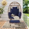 Wicker Egg Chair,Rattan Egg Chair Indoor Outdoor,Oversized Large Egg Chairs 600lbs with Ottoman and Thick Cushions for Porch, Backyard, Balcony - 2 of 3