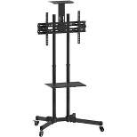 Mount-It! Height Adjustable Mobile TV Stand, Cart & Shelf, Wheeled Flat Screen with Rolling Casters & Five Media Component Shelves Fits 37 - 70 Inch