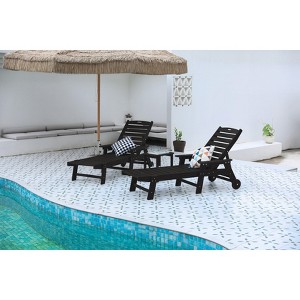 PAGED Oversized Chaise Lounge Chair Set with 5 Positions Patio Lounge Chair with Wheels, Cup Holder for Outside, Pool, Backyard - 1 of 4