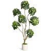 Garvee Fake Plant Indoor,Artificial Umbrella Schefflera Tree in White Pot with Multiple Trunks Design, Faux Floor Tree Fake Trees for Home - 2 of 4