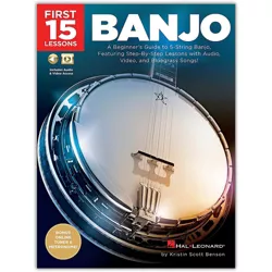 Hal Leonard First 15 Lessons - Banjo (A Beginner's Guide, Featuring Step-By-Step Lessons  and Bluegrass Songs!) Book/Media Online
