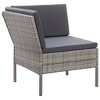 vidaXL 3 Piece Patio Lounge Set with Cushions Poly Rattan Gray - 4 of 4