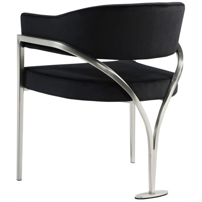 Madelyn Black Velvet Upholstered Arm Chair with Metal Frame