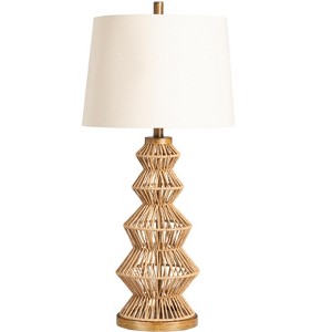 Crestview Collection Rattan Table Lamp with Geometric Body and Cream Linen Shade - 1 of 1