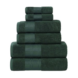 100% Cotton Medium Weight Geometric Border 6 Piece Assorted Bathroom Towel Set by Blue Nile Mills - 1 of 4