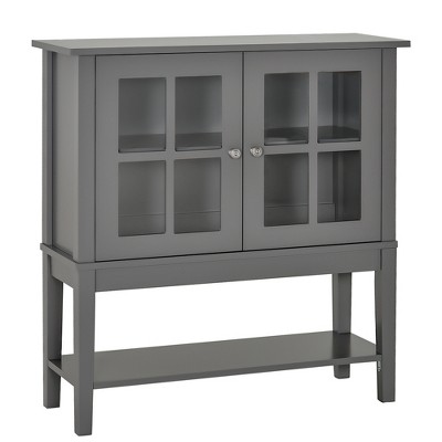 HOMCOM Kitchen Credenza & Sideboard Buffet Cabinet with 2 Glass Doors & Storage Shelves
