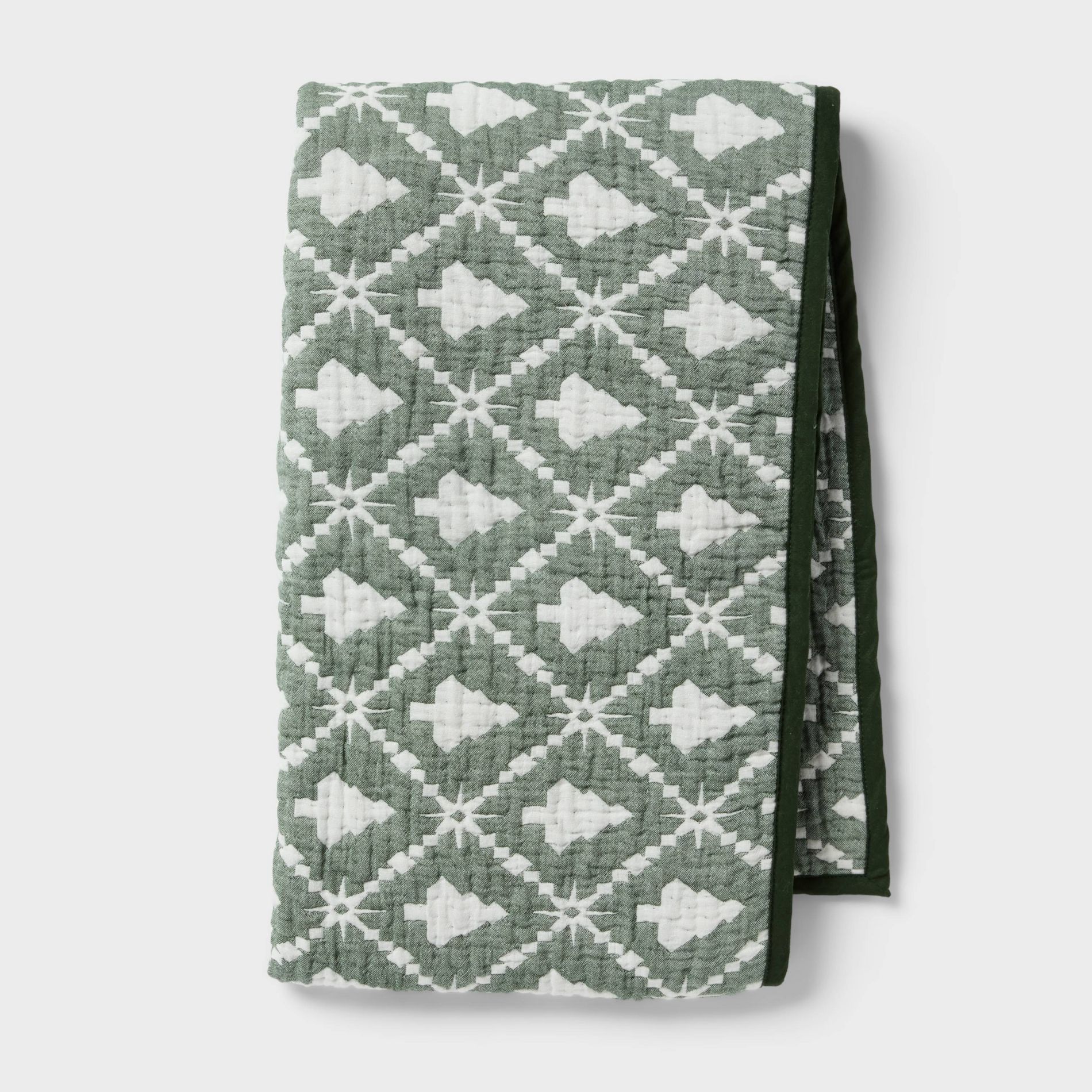 Body Pillow Cover Reversible Matelasse Green Tree - Threshold™