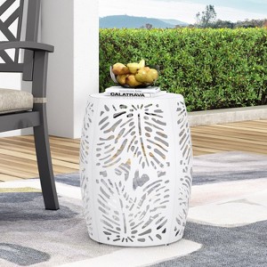 Modern Metal Outdoor End Table Large size No Assembly,white-Christopher Knight Home - 1 of 4