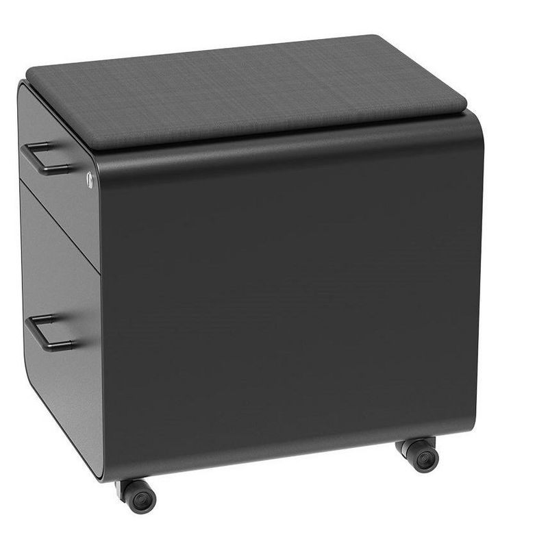 Monoprice Round Corner 2-Drawer File Cabinet - Black, Lockable With Seat Cushion - Workstream Collection, 3 of 9