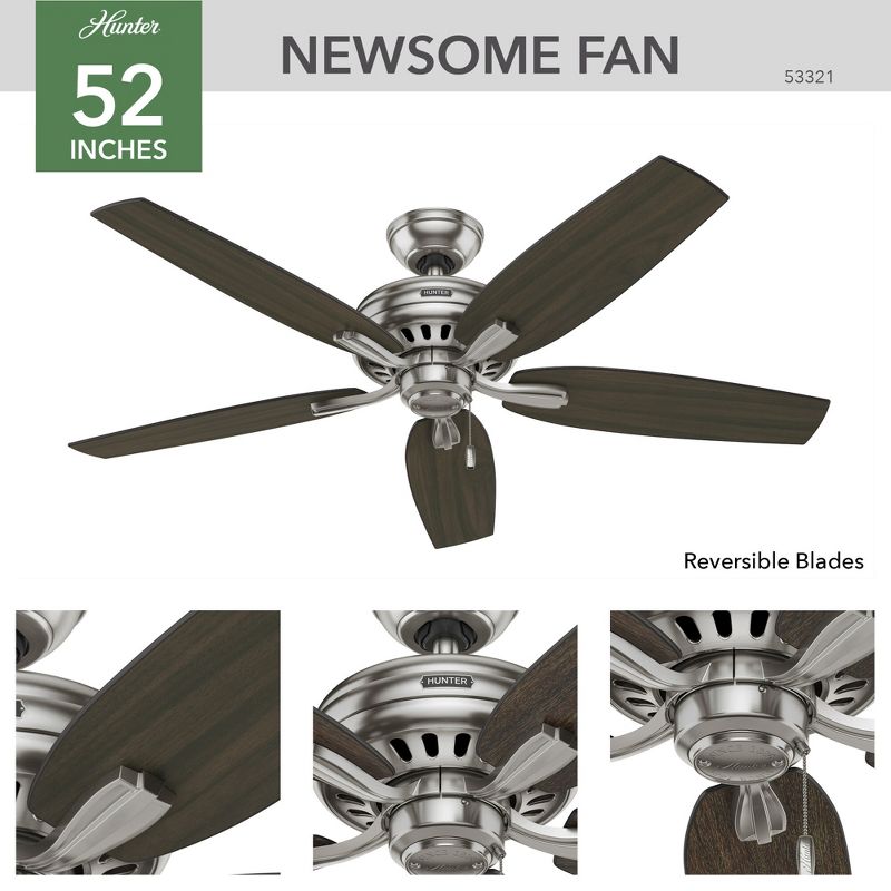 52" Newsome Ceiling Fan and Pull Chain - Hunter Fan, 3 of 15