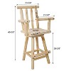 PDTEND Rustic Fir Wood ConstructionBar Stool with Footrest and Wide Armrest, Tall Bistro Chair in Light brown - 2 of 4