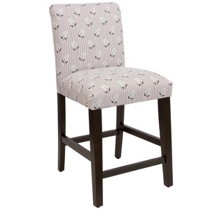 Hendrix Counter Stool with Espresso Legs Plum Floral - Cloth & Co., Brown Legs Purple Floral