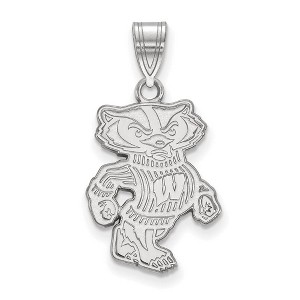 Black Bow Jewelry Sterling Silver Wisconsin Badgers NCAA Large Pendant - 1 of 3