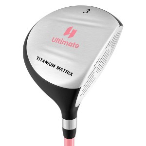 Ultimate 165CC Junior #3 Fairway Wood for Kids with Fiberglass Shaft and Headcover Blue/Pink - 1 of 4