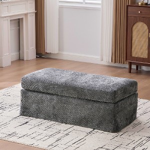 Lyngins Modern Chenille Ottoman Bench, Upholstered Entryway Bench, Versatile Foot Stool for Living Room Bedroom Entryway and Office - 1 of 4