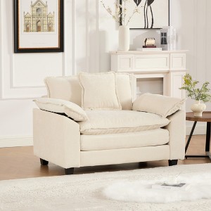 KTMBDW Chenille Armchair, 46.4" Wide Accent Chairs for Living Room & Bedroom Modern Lounge Chair, Upholstered Mid-Century Single Sofa Chair - 1 of 4