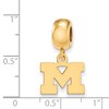 Black Bow Jewelry 14k Yellow Gold Plated Sterling Silver Michigan Wolverines NCAA Bead Charm - 2 of 3