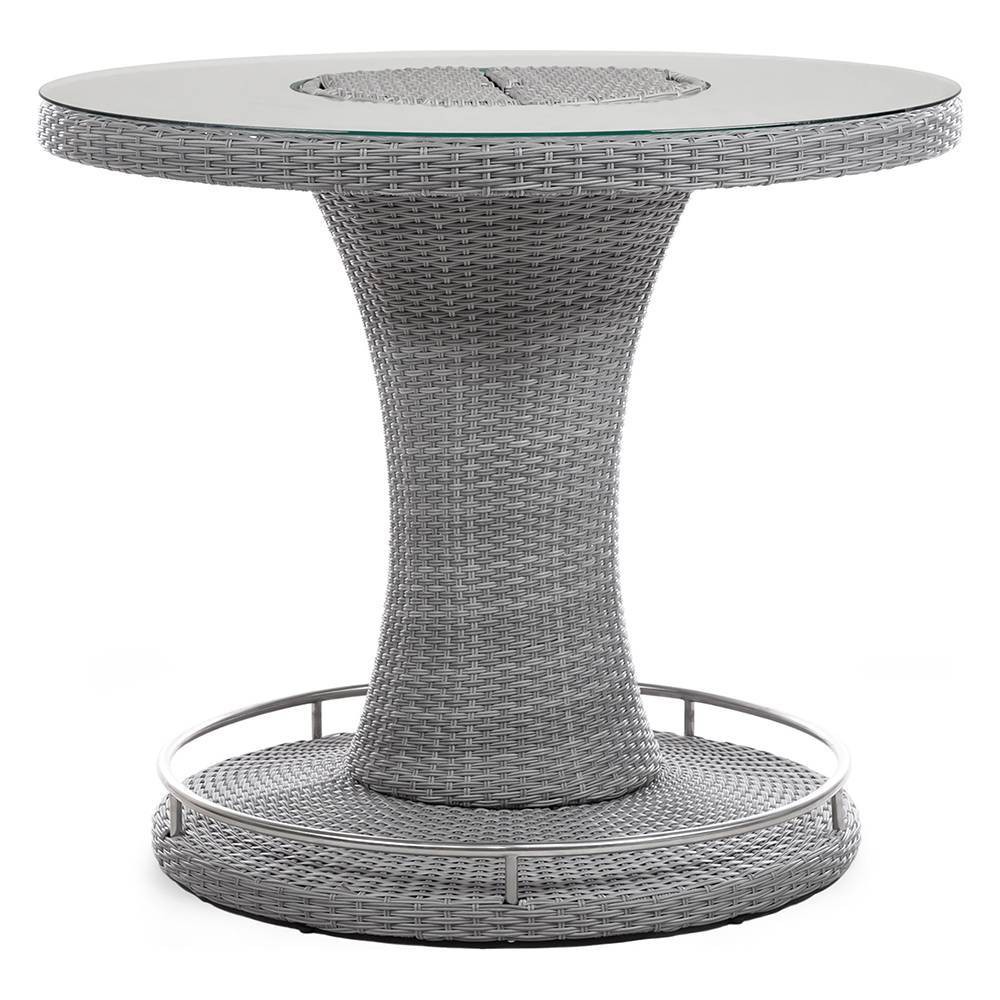 Photos - Coffee Table Greemotion 46" Cyprus Round Outdoor Bar Height Table with Glass Top & Ice