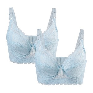 Allegra K Women Full Cup Breathable Comfort Floral Lace Non-Padded Underwired Bra - 1 of 4