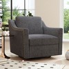 Zeus & Ruta 360° Swivel Armchair with Brass Nail Decor, Cotton Linen Skin-Friendly Fabric, Ergonomic Design for Indoor Living/Bedroom - 4 of 4