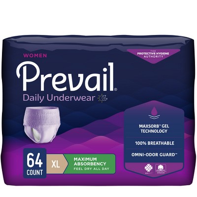 Prevail Adult Incontinence Underwear for Women, Pull On with Tear Away Seams, Maximum Absorbency