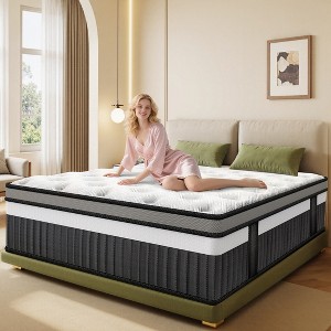 Memory Foam Queen Mattress, 14in Queen Size Mattress in a Box, Medium-Firm for Pressure Relief & Comfort Sleep, Fiberglass Free, Zoned Pressure Relief - 1 of 4