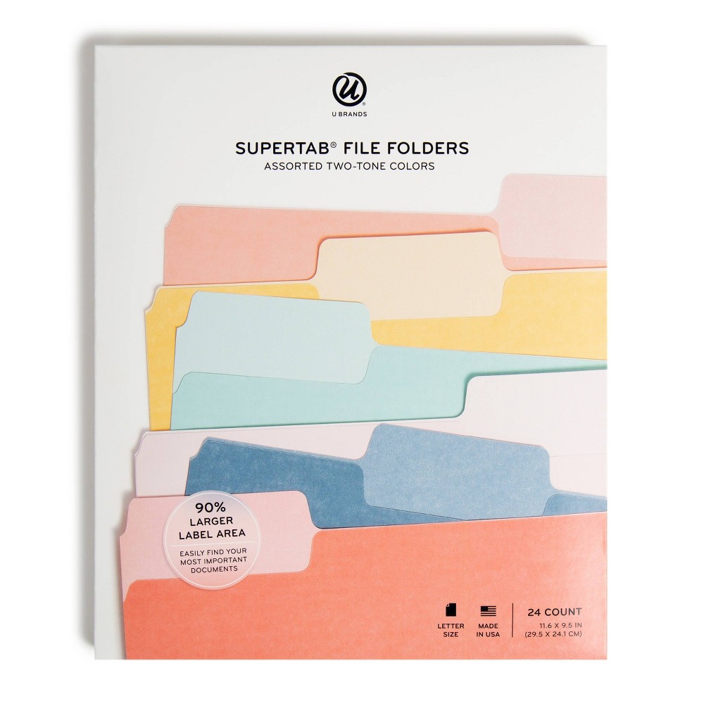 Photos - File Folder / Lever Arch File U Brands 24ct Super TabFile Folders - Two Toned