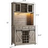 72'' Farmhouse Coffee Bar Cabinet with Power Outlet, Large Kitchen Hutch with 3 Drawers and Wine Glass Rack - 4 of 4