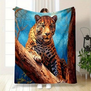 Lomsoe Vintage Tiger Print Flannel Throw BlanketLightweight Flannel Bed All-Season Cozy Plush Blanket Christmas Gift. - 1 of 4
