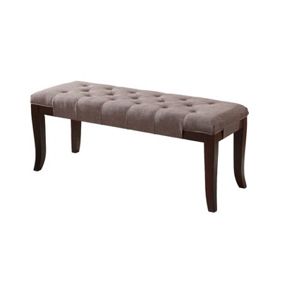 Espresso Wood and Cotton Tufted Bedroom Bench