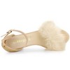 Allegra K Women's Faux Fur Buckle Closure Ankle Strap Block Heels Sandals - 4 of 4