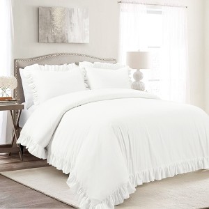 Lush Decor Reyna 100% Cotton Duvet Cover Pure White 3Pc Set Full/Queen - 1 of 4