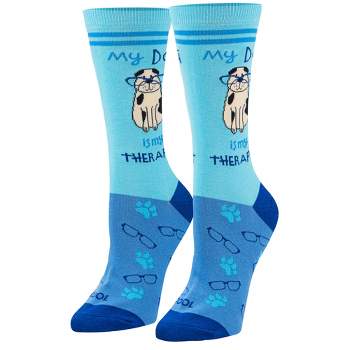 Cool Socks, Dog Therapist, Funny Novelty Socks, Medium