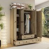 Famapy Yellow Wooden Wardrobe Armoire Closet Freestanding Hall Tree - 3 of 4
