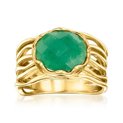 Ross-Simons 3.00 Carat Emerald Multi-Row Ring in 18kt Gold Over Sterling