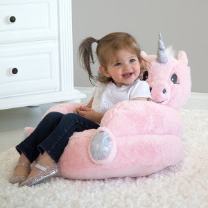 Unicorn Plush Character Kids' Chair Pink - Trend Lab: Toddler Bedroom Accent, Foam Frame, Meets CPSC Standards - 1 of 4