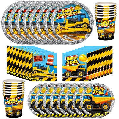 Treasures Gifted Construction Party Supplies Tableware Classic Set for 16 Guests