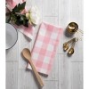 Design Imports  Buffalo Check Dishtowel Set 3 Piece, 20X30", Pink &White - 2 of 4