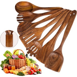 VAVSEA Thick Wooden Spoons for Cooking, 8Pcs Natural Wooden Utensil for Cooking with Non-Stick, Heat Resistant, Wood Kitchen Utensil Set - 1 of 4