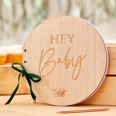 "Hey Baby" Wooden Guest Book