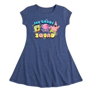 Girls' - SpongeBob SquarePants - 3rd Grade Squad Fit & Flair Cap Sleeve Dress - 1 of 3