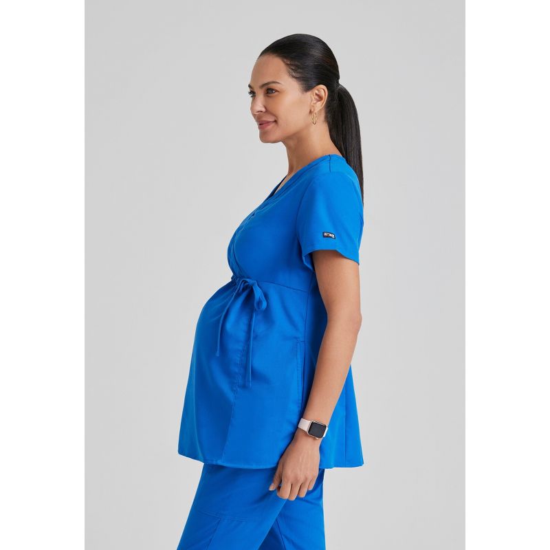 Grey's Anatomy by Barco - Classic Women's Lilah 2-Pocket Mock Wrap Maternity Scrub Top, 4 of 7