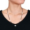 EVERLY JEWELRY | Sterling Silver 12-14mm Cultured Freshwater Pearl and Black Spinel Station Layering Necklace, 20 inc - 3 of 4