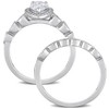 EVERLY JEWELRY | Sterling Silver 1 1/6 CT DEW Created White Moissanite Teardrop Halo Bridal Ring Set - 3 of 4