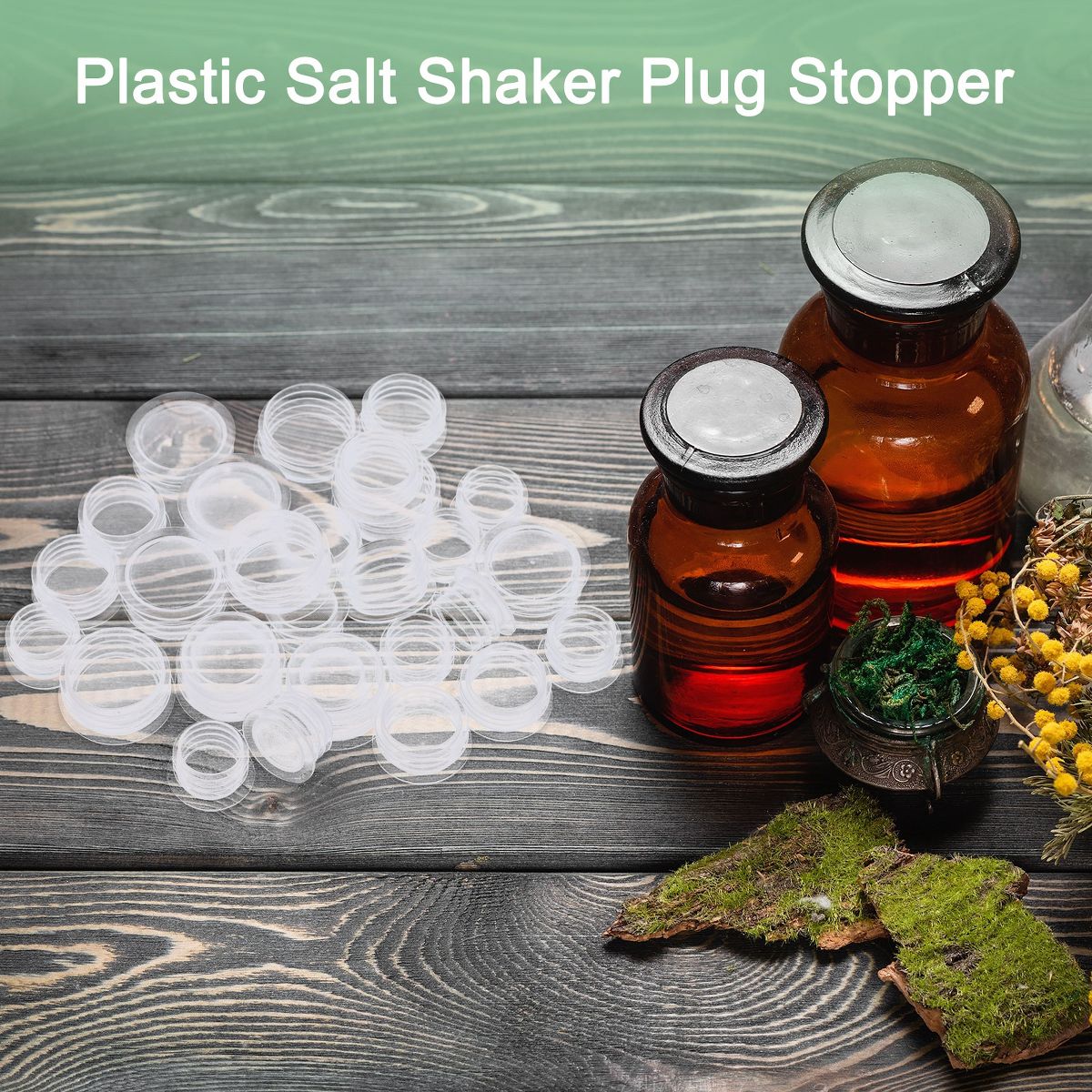 Unique Bargains Plastic Salt Shaker Stoppers Replacement Plug Bottle Cap 20 Pcs - thumbnail 4
