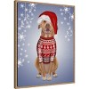 Amanti Art 23"x28" Pitbull in Christmas Sweater by Fab Funky Framed Canvas Wall Art Print - 2 of 4