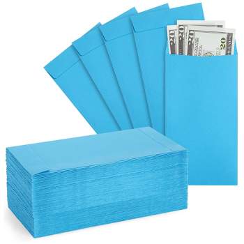 Okuna Outpost 100-Pack Blue Budgeting Kraft Paper Money Saving Envelopes Self Adhesive for Cash, 3.5 x 6.5 In