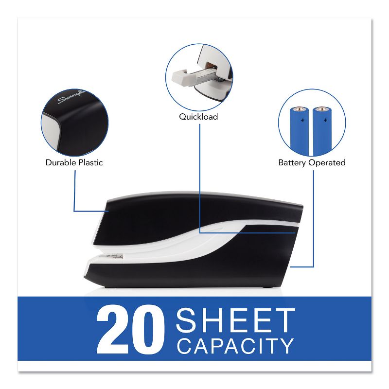 Swingline Breeze Automatic Stapler Full Strip 20-Sheet Capacity Black 42132, 3 of 8