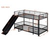 Twin over Twin Size Metal Bunk Bed with Slide and Guardrails, Black - 4 of 4