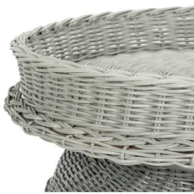 Gray Rattan Elephant Round Storage Accent Table